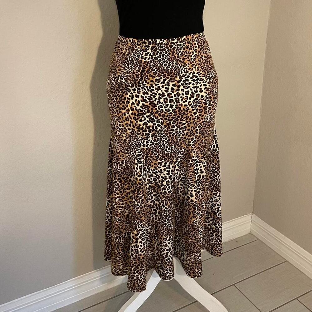 Vintage paniz leopard print maxi skirt ruffle hem sz 12